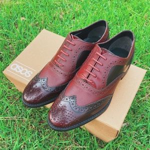UK 5 BURGUNDY ASOS VINTAGE BROGUE SHOES